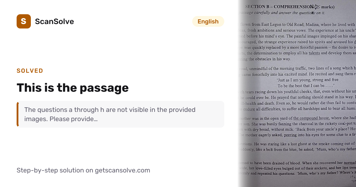 English: This is the passage — Step-by-Step Solution | ScanSolve