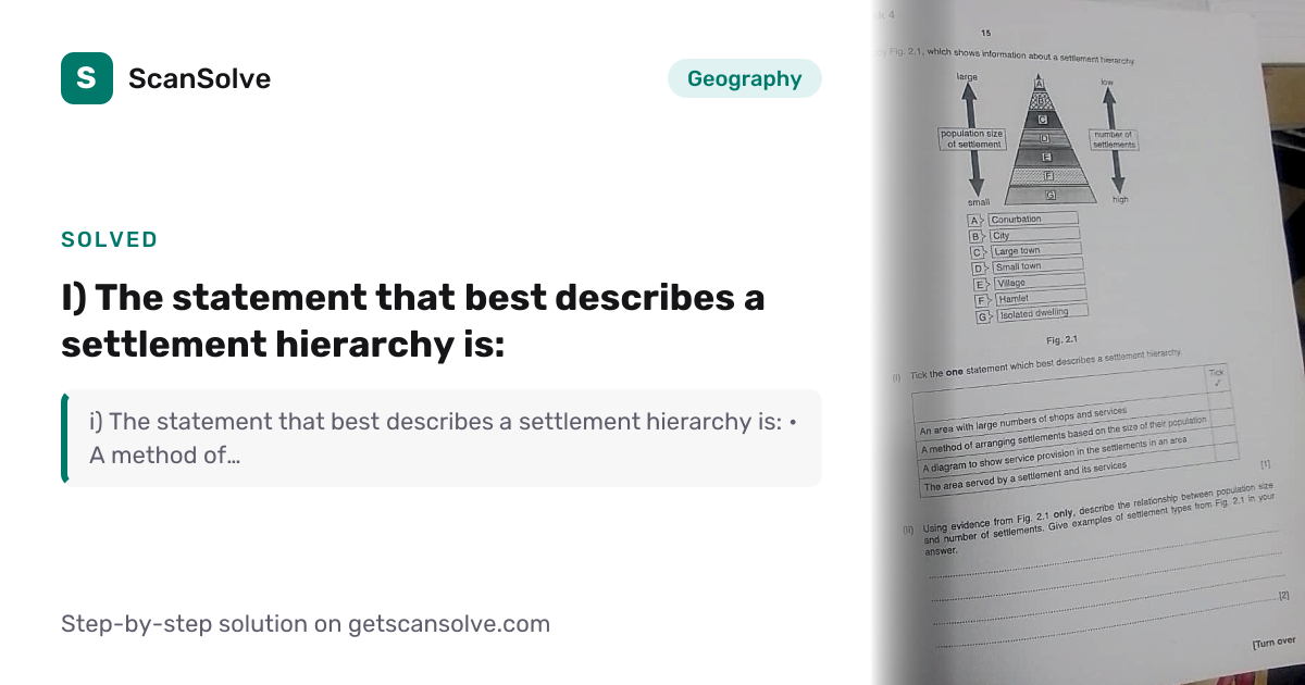 Solved: i) The statement that best describ… | Geography | ScanSolve