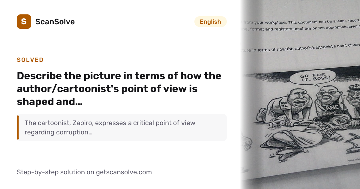 English: Describe the picture in terms of how the author/cartoonist's ...