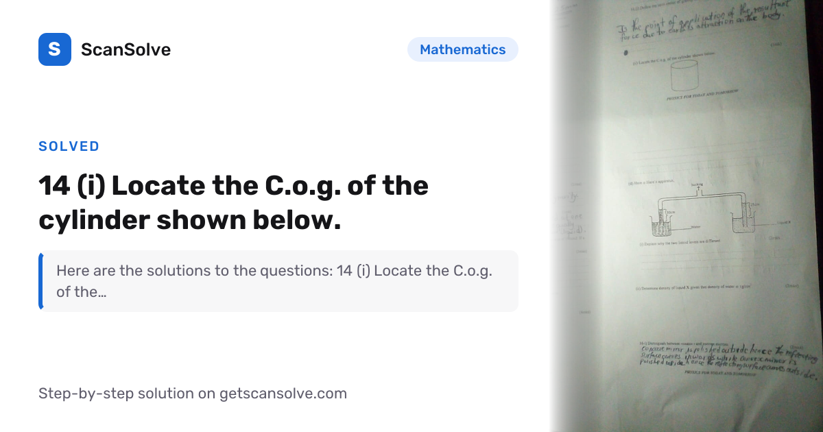 Solved: 14 (i) Locate the C.o.g. of the… | Mathematics | ScanSolve