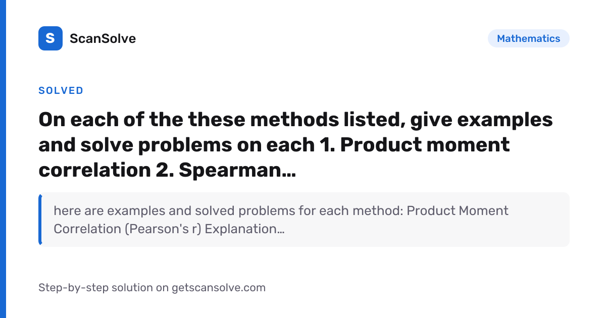 Solved: On each of the these methods lis… | Mathematics | ScanSolve