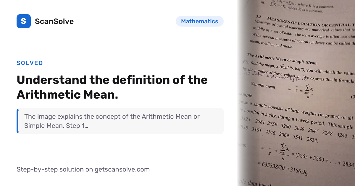 Solved: Understand the definition of the… | Mathematics | ScanSolve
