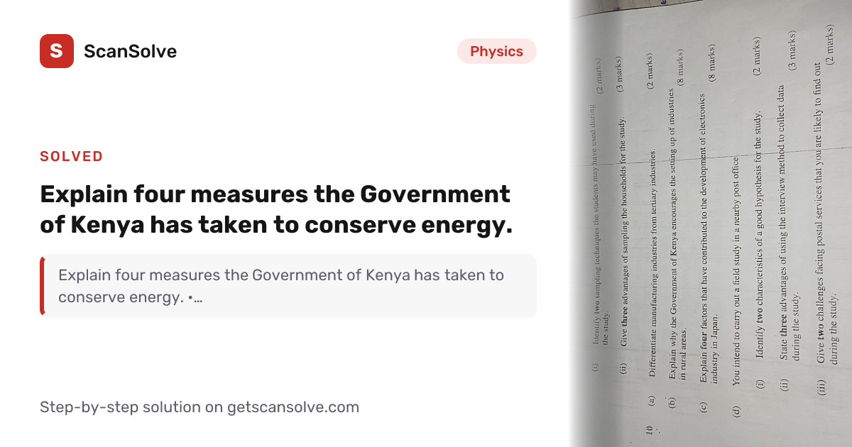 Solved: Explain four measures the Government… | Physics | ScanSolve